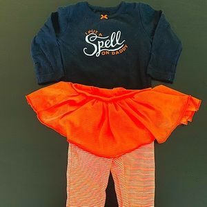 Carter’s Size US 12 months Halloween onesie and pants with built in skirt.